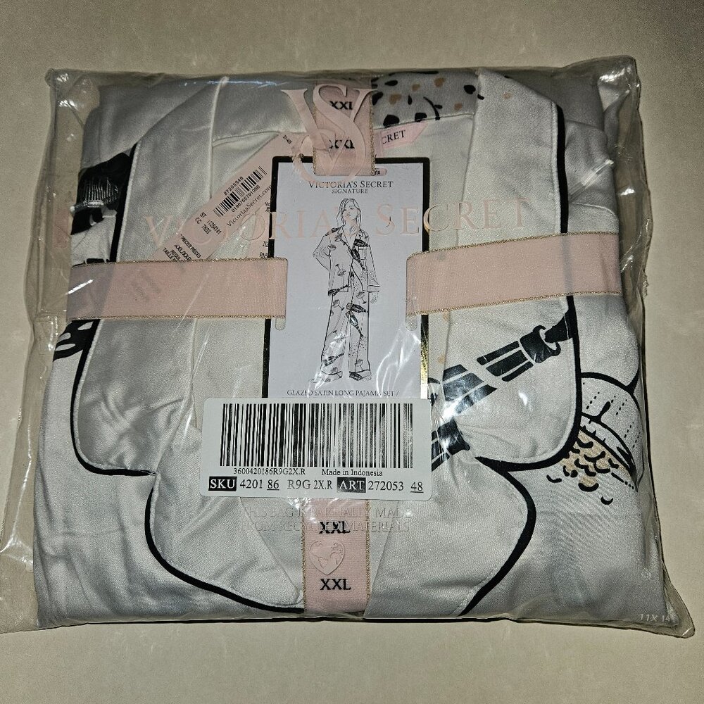 Victoria's Secret Satin Pajama Champagne Bottles Small or XXL Regular Length NWT